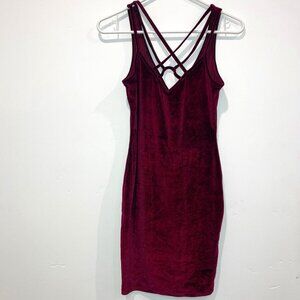 Strappy Velvet Burgundy Bodycon Dress